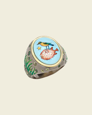 Blue Puffer Fish Ring